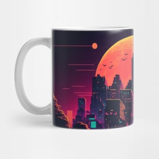 Synthwave Neon City By Night Mug